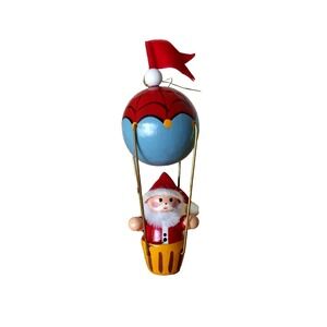 AVON GALLERY ORIGINALS Santa on a‎ Balloon Hand Painted Wood Christmas Ornament
